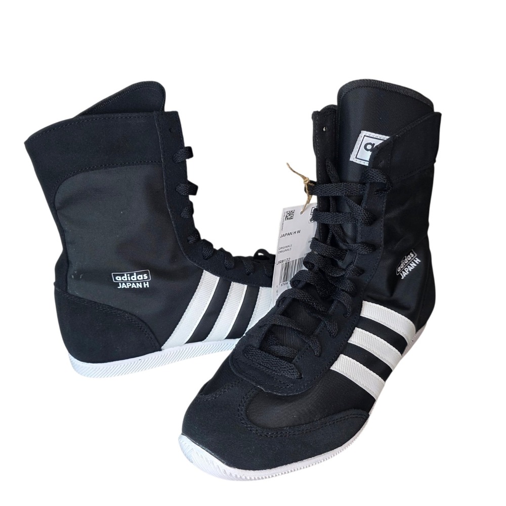 Adidas Japan Sneaker Shoes Womens 7.5D Black White JR8122 Lace Up High Top NWT